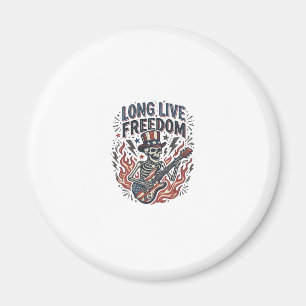Es lebe die Freiheit Patriotisches Skelett Rocker- Magnet