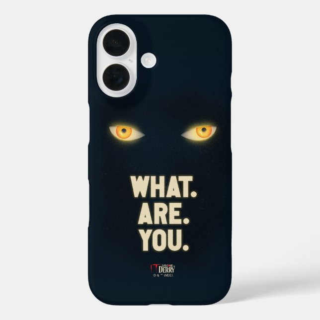 Es leuchtet die Augen "Was.Are.You". iPhone 16 Hülle (Rückseite)