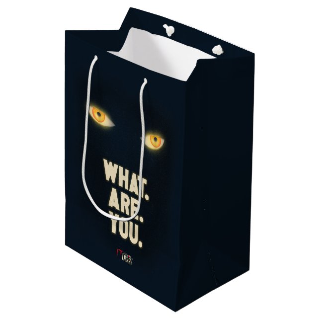 Es leuchtet die Augen "Was.Are.You". Mittlere Geschenktüte (Vorderseite Schrägansicht)