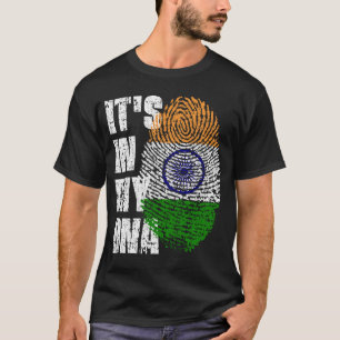 ES LIEGT IN MEINER DNA Indien Flagge Junge Mädchen T-Shirt