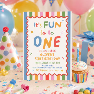 Es macht Spaß, ein Streifen 1. Geburtstag zu sein Einladung