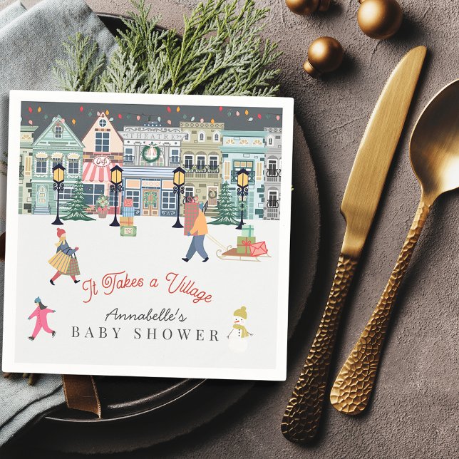 Es nimmt ein Village Holiday Town Baby Dusche Serviette (Von Creator hochgeladen)