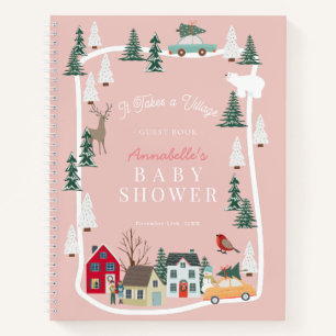 Es nimmt ein Village Pink Baby Dusche Gästebuch Notizbuch