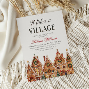 Es nimmt ein Village Winter Weihnachtsdusche Einladung