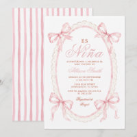 Es Niña Baby Shower Einladung | Rosa Schleife Span