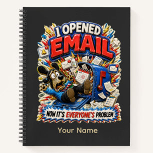 Es öffnete eine personalisierte lustige E-Mail Notizbuch