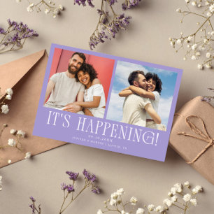 Es passiert 2-Foto-Lila-Hochzeit Save The Date