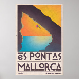 Es Pontas Kletterposter Retro Mallorca Reise Poster