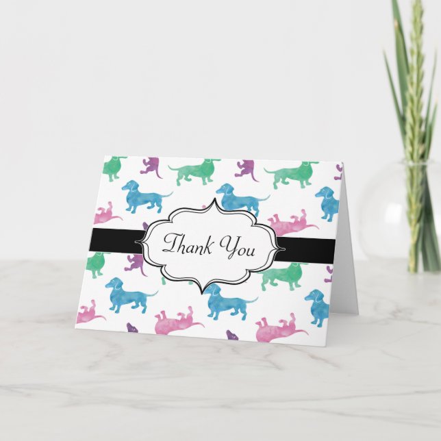 Es regnet Dackeln Dankeskarte (Vorderseite)