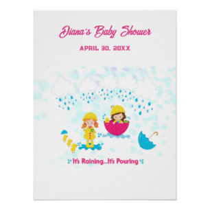 Es regnet, es gießt Rainy Day Babydusche Poster