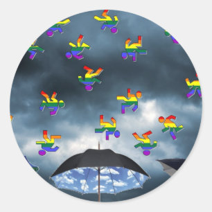 Es regnet Männer! Runder Aufkleber