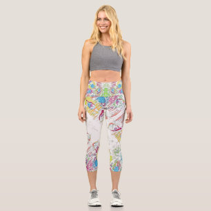 Es regnet Paddeln und Pickleballs Jewone. Capri Leggings