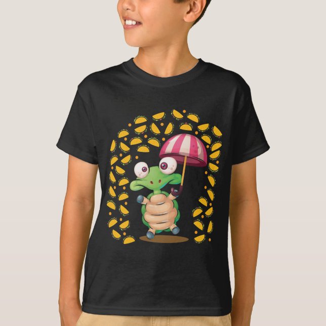 Es regnet Tacos Turtle mexikanisches Essen Lover T-Shirt (Vorderseite)