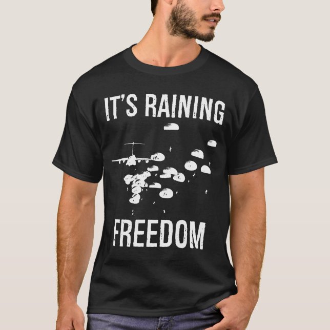 Es_s Raining Freedom Premium Im Flugzeug Paratroop T-Shirt (Vorderseite)