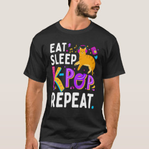 Es schläft K-Pop Wiederholen Niedlichen Cat Korean T-Shirt