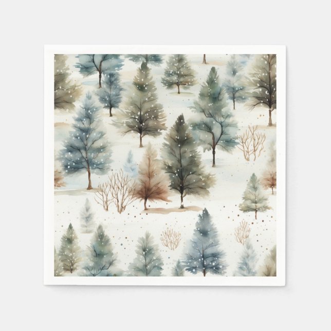 Es schneit auf Tannenbäumen - Serviette (Vorderseite)