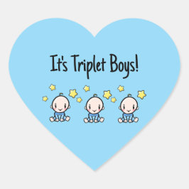 Es sind Triplet Boys!, Blau, Custom Triplet Babys Herz-Aufkleber
