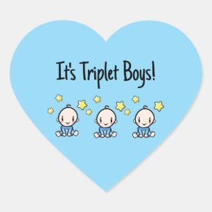 Es sind Triplet Boys!, Blau, Custom Triplet Babys Herz-Aufkleber