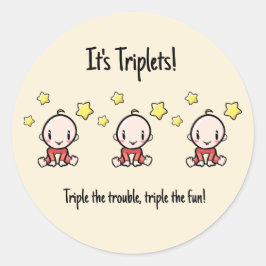 Es sind Triplets! Eigener Text, individuelle Triol Runder Aufkleber