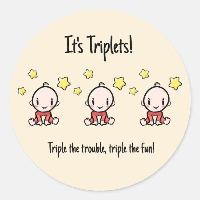 Es sind Triplets! Eigener Text, individuelle Triol Runder Aufkleber (Vorderseite)