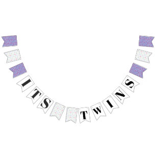 Es sind Twins Lavendel Polk Baby Shower Bunting Fl Wimpelkette