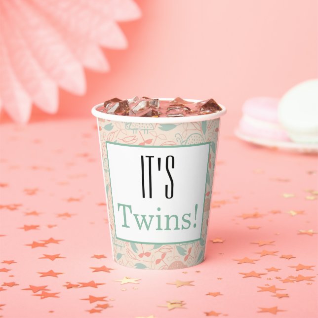 Es sind Zwillinge! Blumenbaby-Party Papier Napkins Pappbecher (Insitu)