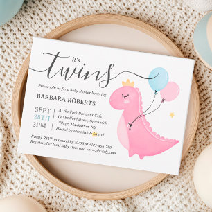 Es sind Zwillinge Junge Mädchen Dinosaurier-Baby-P Einladung