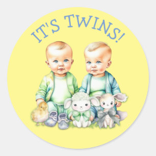 Es sind Zwillinge! Niedliche junge Zwillinge Baby  Runder Aufkleber