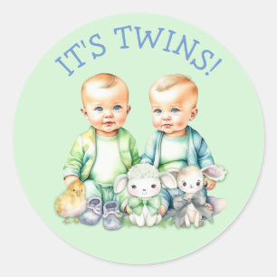 Es sind Zwillinge! Niedliche junge Zwillinge Baby  Runder Aufkleber