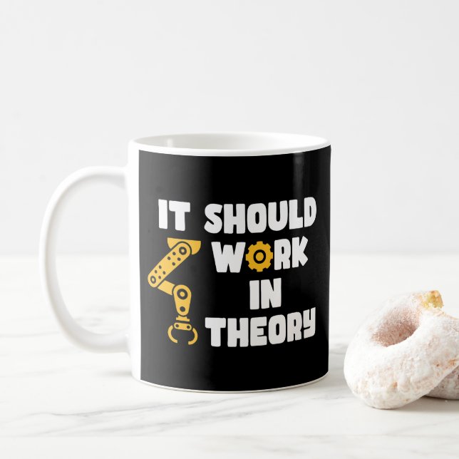 Es sollte im theoretischen, lustigen Roboter-Arm-S Kaffeetasse (Mit Donut)