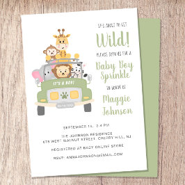 Es steht kurz vor der Wild Safari Baby Boy Sprinkl Einladung
