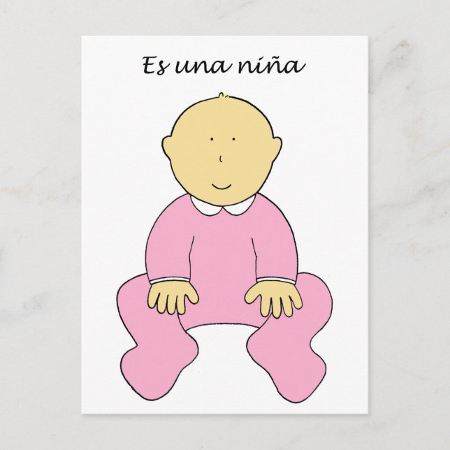 Es una Niña Es ist ein Mädchen auf Spanisch Ankündigungspostkarte (Vorderseite)