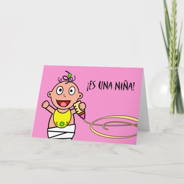 Es una Niña! Glückwünsche auf dem Baby, spanisch Karte (Vorderseite)