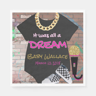 Es war alles Traum Retro Hip Hop Pink & Gold Serviette