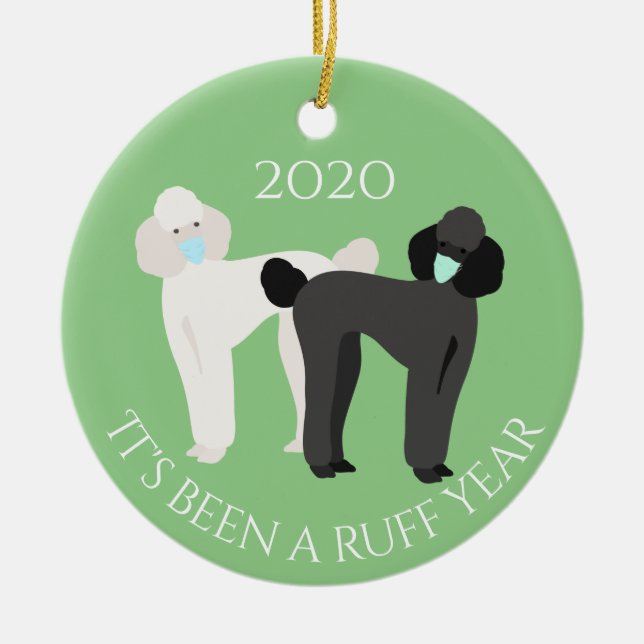 Es war ein Ruff Year Hund 2020 Poodle Keramik Ornament (Vorne)
