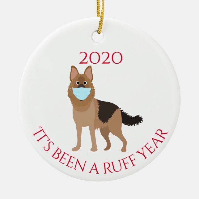 Es war ein Ruff Year Hund German Shepherd 2020 Keramik Ornament (Vorne)