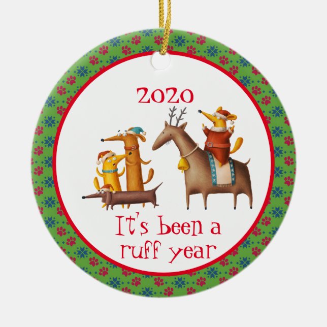 Es war ein Ruff Year Hunde 2020 Keramik Ornament (Vorne)