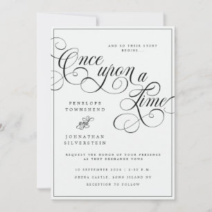 Es war einmal Flourish Schwarz Weiß Hochzeit Einladung