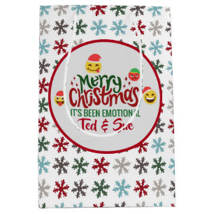 Es war emotional Weihnachten lustiges Emoji Mittlere Geschenktüte