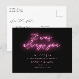 Es war immer du Neon Save the Date Einladung Po Postkarte