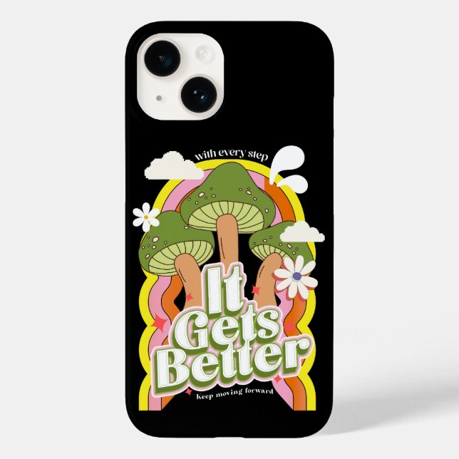 Es wird besser | Good Vibes & Groovy Feels Retro C Case-Mate iPhone 14 Hülle (Rückseite)