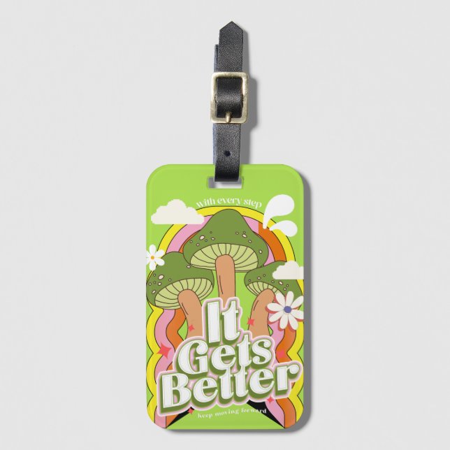 Es wird besser | Good Vibes & Groovy Feels Retro C Gepäckanhänger (Vorderseite Vertikal)