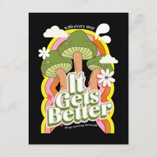 Es wird besser Gute Vibes & Retro Groovy Feels Feiertagspostkarte