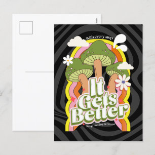 Es wird besser Gute Vibes & Retro Groovy Feels Feiertagspostkarte