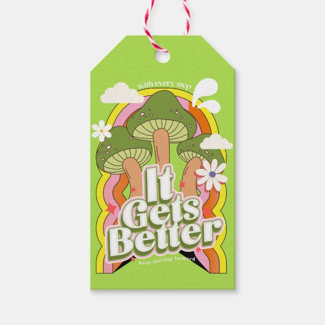 Es wird besser | Gute Vibes & Retro Groovy Feels Geschenkanhänger (Vorderseite)