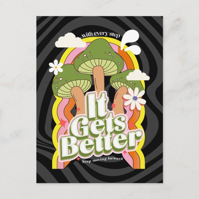 Es wird besser | Gute Vibes & Retro Groovy Feels Postkarte (Vorderseite)