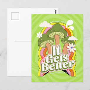 Es wird besser Gute Vibes & Retro Groovy Gefühle Postkarte