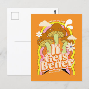 Es wird besser Gute Vibes & Retro Groovy Gefühle Postkarte