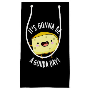 Es wird ein Gouda Day Funny Cheese Pun Dark BG Kleine Geschenktüte