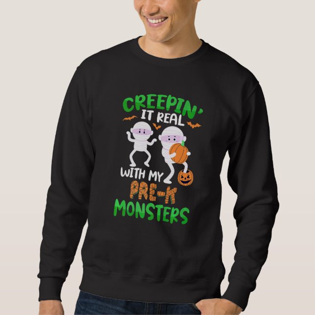 Es wird gruselig mit meinen Vorschulmonstern Hallo Sweatshirt (Vorderseite)
